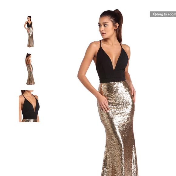 black top gold bottom dress
